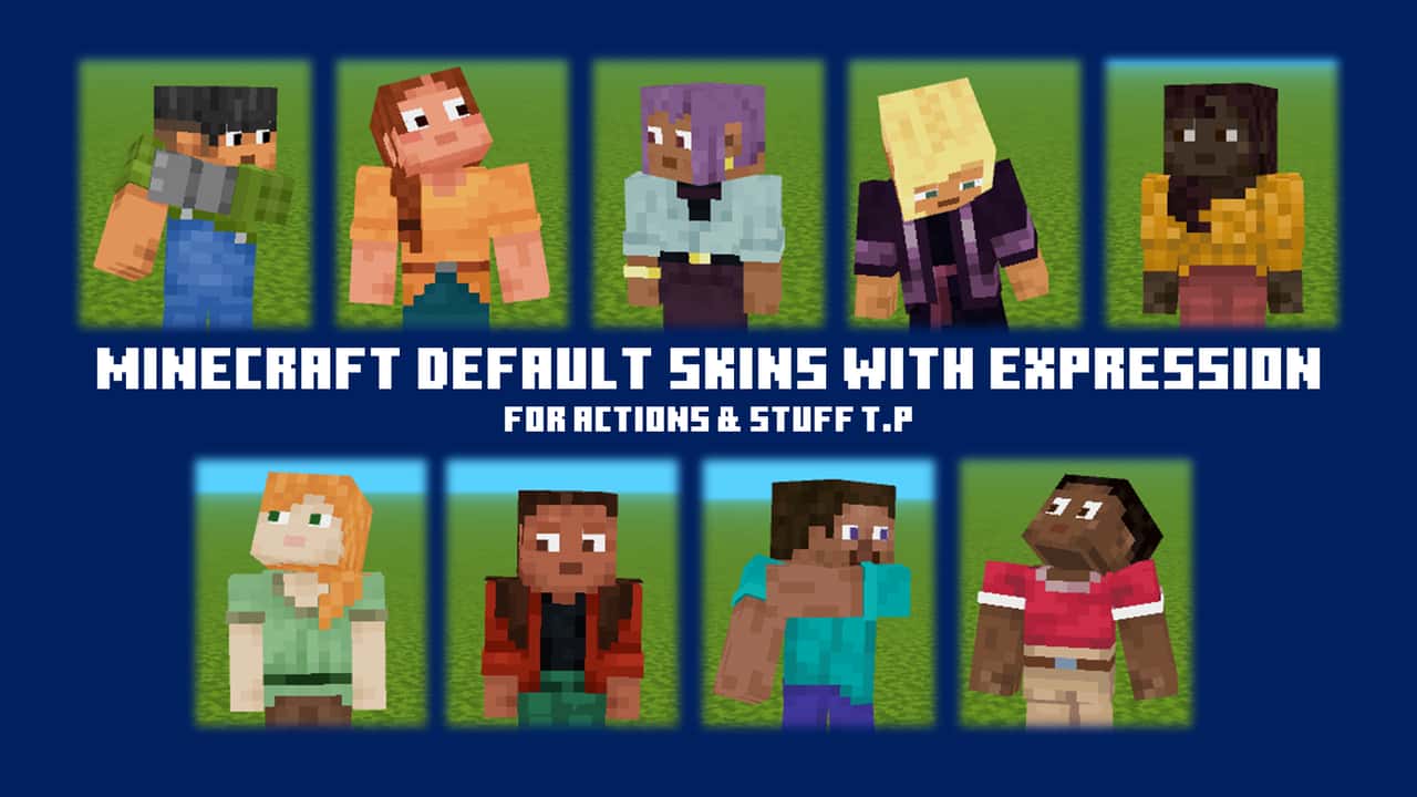Main Characters With Expressions – Minecraft Bedrock skin pack