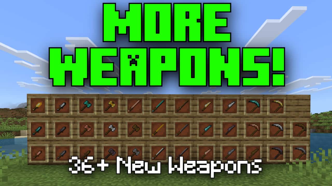 More Weapons V1 (36+ Weapons) – Minecraft Bedrock mod