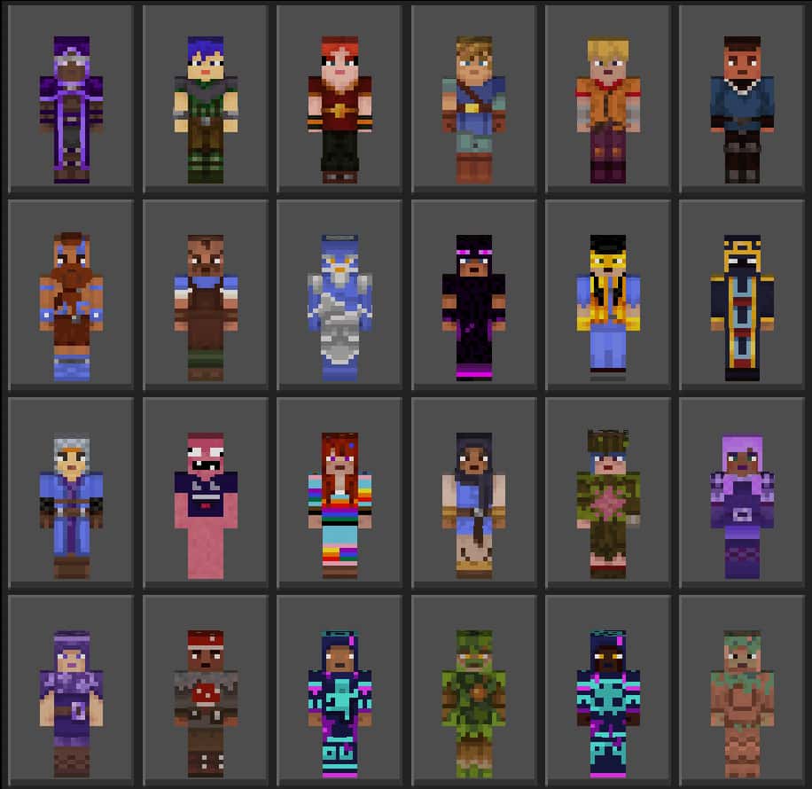 Dungeons Heroes Skinpack – Minecraft Bedrock skin pack