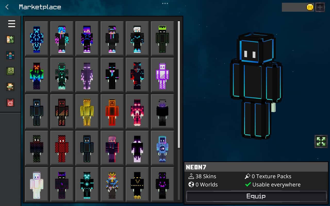 Neon Boys PVP Skin Pack – Minecraft Bedrock skin pack